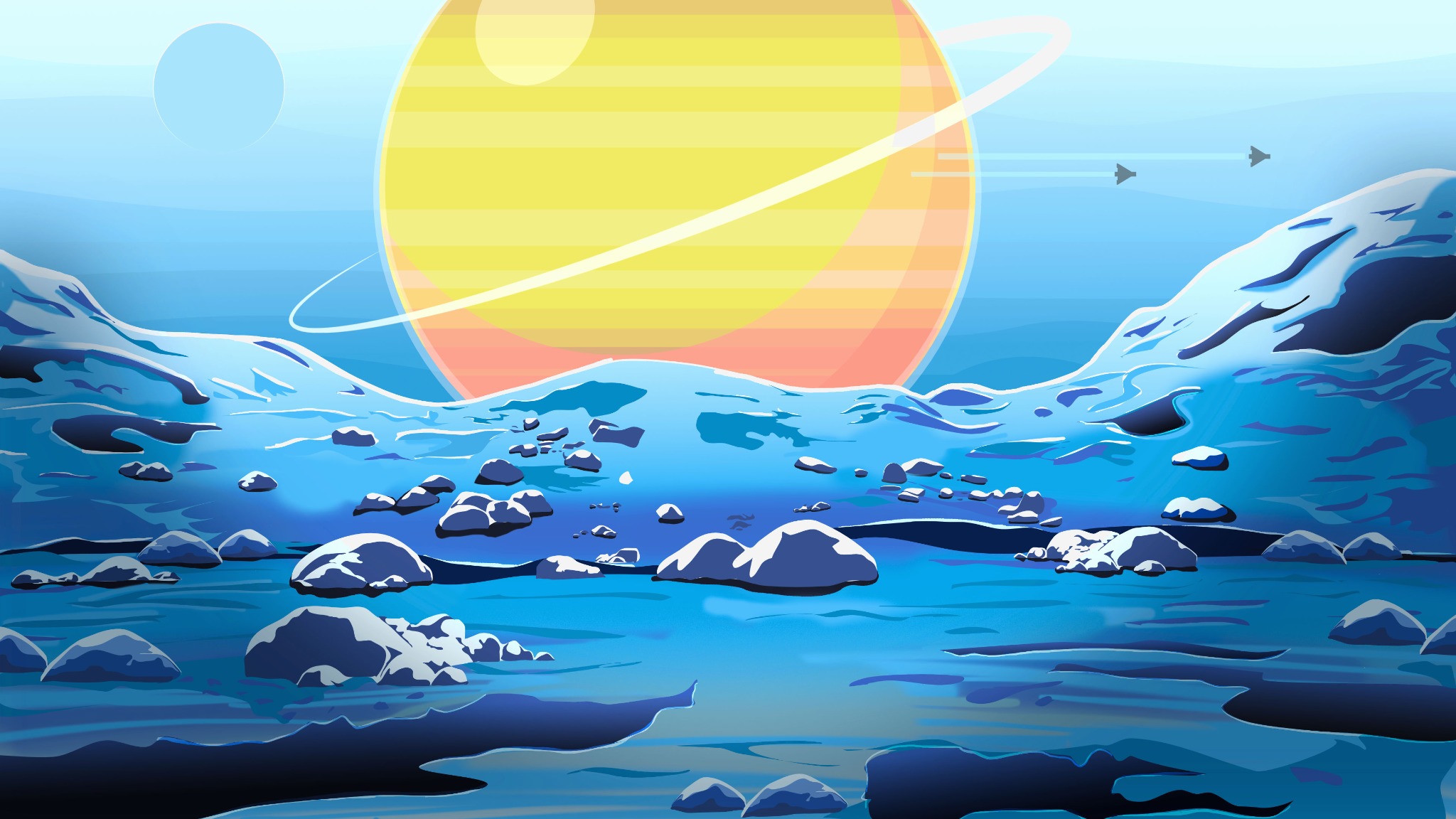 New World Sky landscape artwork without the astronaut